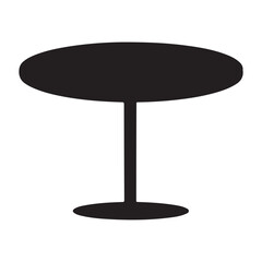 Round table silhouette vector on white background 