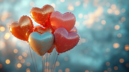 Obraz premium romantic-heart-balloons-bokeh-glitter balloons 