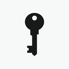 black vintage key vector illustration isolated on white background.