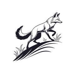 Elegant fox silhouette in black and white design