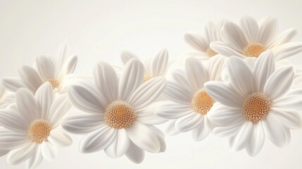 Fototapeta premium Elegant white daisies floating on a soft background.