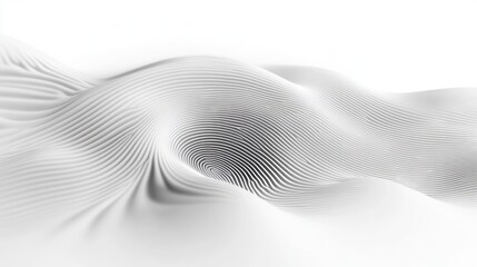 Abstract white wave pattern, flowing lines and curves, 3D rendering.