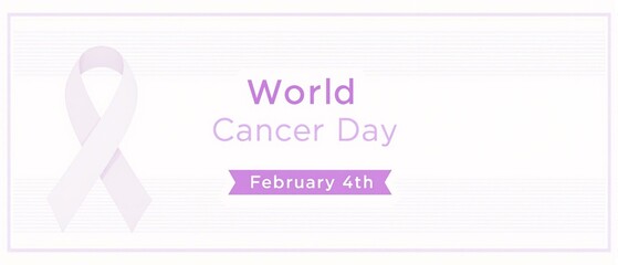 Obraz premium world cancer day banner design with ribbon , February 4th 2025