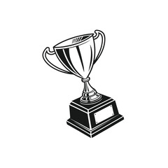 create a simple black trophy vector art with white 