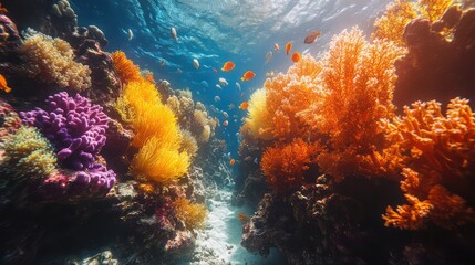 Vibrant Underwater Coral Reef Ecosystem: A Symphony of Colors and Life