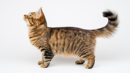 Playful cat in studio setting animal photography indoor environment creative perspective whimsical concept