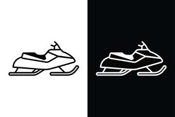 Snowmobile Line Art. Black Stroke Icons for Winter Sports Enthusiasts