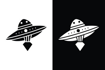 Fototapeta premium Rocket Launch and Space Adventure Icon. Futuristic Spaceship and Alien Invasion Designs