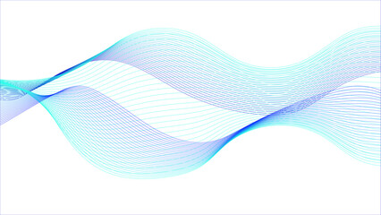 Abstract curved line for banner design and frequency sound wave line.Abstract blue and purple wave flowing on white background.