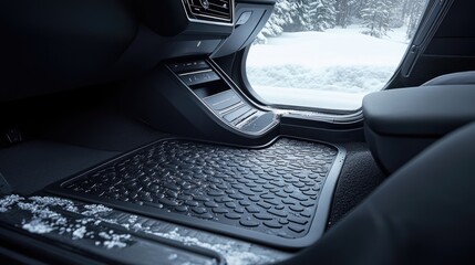Obraz premium All-season car mats in a vehicle after a muddy hiking trip