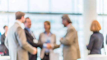 Business Seminar Networking – A blurred image of professionals networking during a business seminar.
