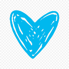 Doodle hand drawn heart drawing on white background
