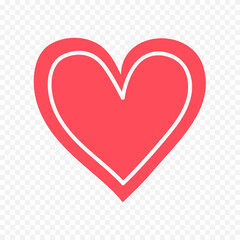 Doodle hand drawn heart drawing on white background