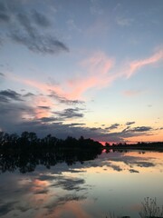 Fototapeta premium sunset over the lake