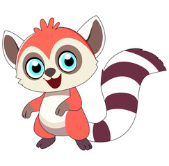 Cartoon Happy Red Panda Vector Illustration