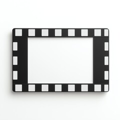 A blank film frame design, featuring a classic black and white pattern, ideal for showcasing photos or art.