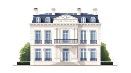 Fototapeta premium Elegant French-style mansion illustration.