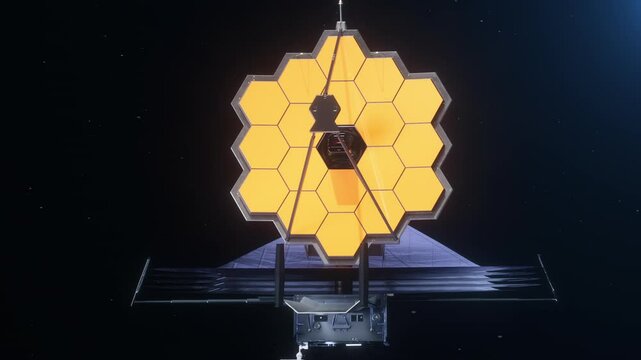 The James Webb space telescope on the background of a planet. The concept of space research