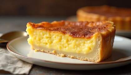 A Delicious Slice of Golden-Brown Custard Tart