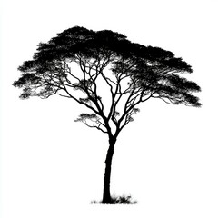 Black Tree Silhouette: Elegant Nature Graphic Design, Botanical Illustration, Minimalist Vector Art, Simple Nature Image, Clean Background