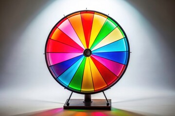 Obraz premium Silhouette of a spinning prize wheel with blank sections, a lottery-style game show against a clean white backdrop.