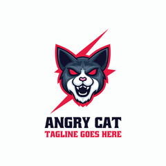 Angry Cat Simple Mascot Logo