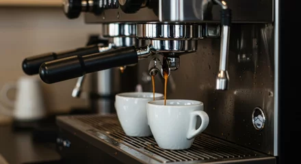 Tableau sur aluminium  Coffee beans table cup on restaurent coffee machine splash smoke Cappuccino art  © MD. NADIM MAHMUD