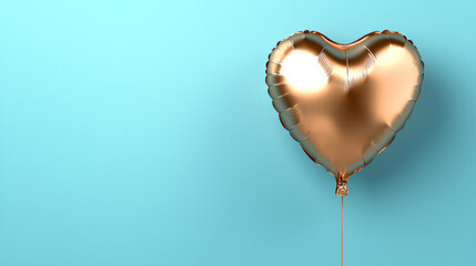 shiny copper heart balloon against vast blue background