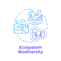 Ecosystem biodiversity blue gradient concept icon. Diverse landscapes. Different physical environments. Round shape line illustration. Abstract idea. Graphic design. Easy to use in article