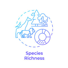 Species richness blue gradient concept icon. Biodiversity measurement. Diverse animals within ecosystem. Round shape line illustration. Abstract idea. Graphic design. Easy to use in article