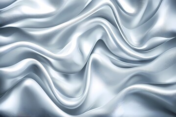 Fototapeta premium Elegant Silver Satin Fabric Texture with Smooth Flowing Drapes