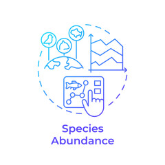 Species abundance blue gradient concept icon. Biodiversity measurement. Tracking number of animals. Round shape line illustration. Abstract idea. Graphic design. Easy to use in article