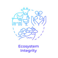 Ecosystem integrity blue gradient concept icon. Biodiversity measurement. Balance of natural processes. Round shape line illustration. Abstract idea. Graphic design. Easy to use in article