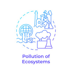 Pollution of ecosystem blue gradient concept icon. Biodiversity decline cause. Toxic emission, water contamination. Round shape line illustration. Abstract idea. Graphic design. Easy to use in article
