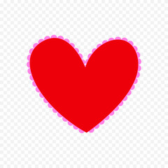 Doodle hand drawn heart drawing on white background