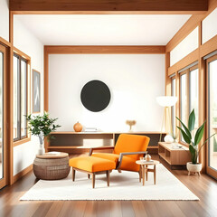 A welldecorated living room with numerous plants and a comfortable chair