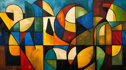 Fototapeta premium Abstract Geometric Artwork with Bold Shapes and Earthy Colors in a Contemporary Composition 