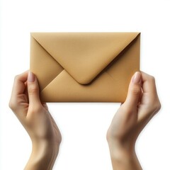 Fototapeta premium Close-up of Hands Holding a Brown Envelope, a Symbol of Communication and Connection