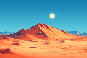 Naklejka premium sunset over the dasert with blue sky 