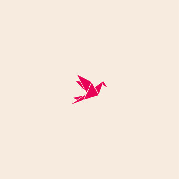 Origami style of bird logo Or Bkash logo icon flat vector design.