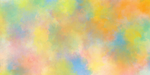 Watercolor paper texture background with cloudy stains and splashes, multicolor pastel rainbow gradient colors watercolor grunge texture, abstract colorful mixed color soft watercolor background.
