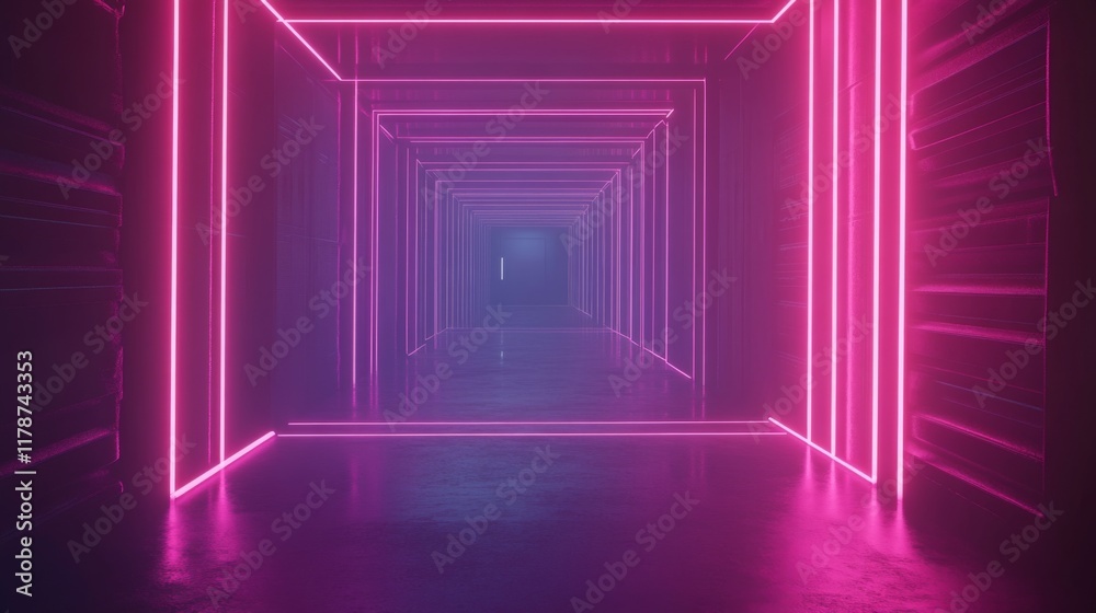 Leinwandbilder abstract light trails forming a tunnel of neon colors, creating a dynamic and futuristic sense of hi