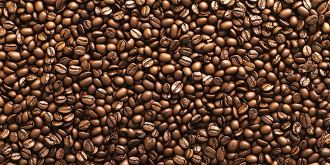 Floating Coffee Beans on Brown Background