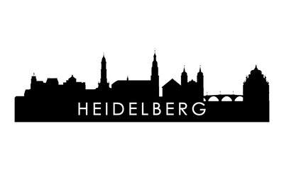 Fototapeta premium Heidelberg skyline silhouette. Black Heidelberg city design isolated on white background. 