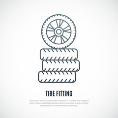 Stacked tires with wheel on top symbolize tire fitting, showcasing simplicity in design