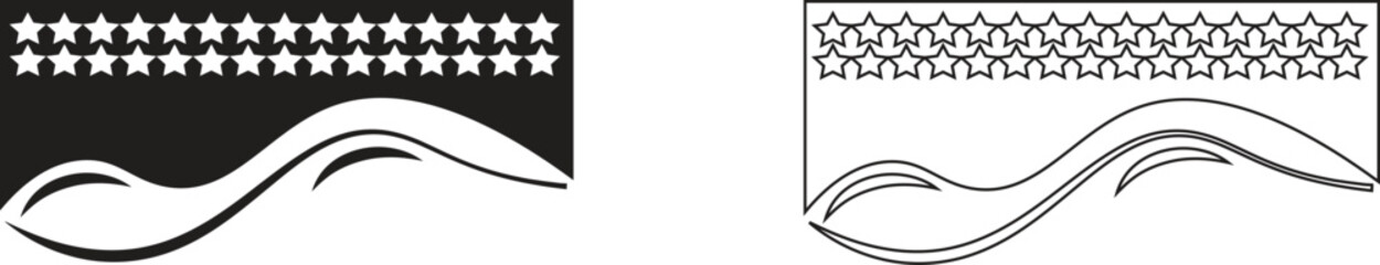 Collection of dividers shape templates icon set. Modern separator header for banner, app, poster website and app. Curve lines, flat wave of abstract design element for top and bottom page background.