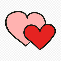 Doodle hand drawn heart drawing on white background