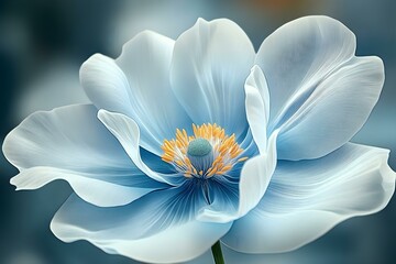 Radiant Petals: Close-Up of a Stylized Light Blue Flower with Soft Elegance