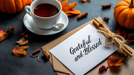 Greeting Card Surrounded by Fall Items