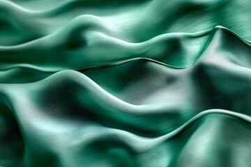 Obraz premium Luminous Elegance: Close-Up of Emerald Green Silk Fabric with Soft Flow